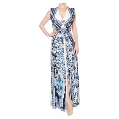 Pre-owned Leonard 1970s  Printed Silk Jersey Large Runway Sample Dress , "as Is" In Gray