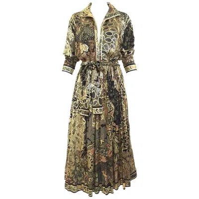 Pre-owned Leonard 80s  Gold And Black Jersey Dress