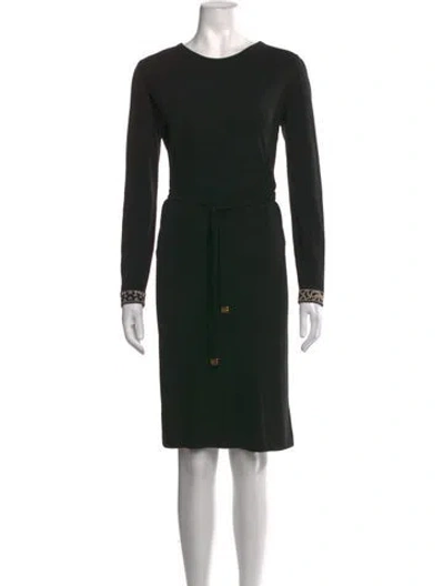 Pre-owned Leonard Crew Neck Knee-length Dress In Black