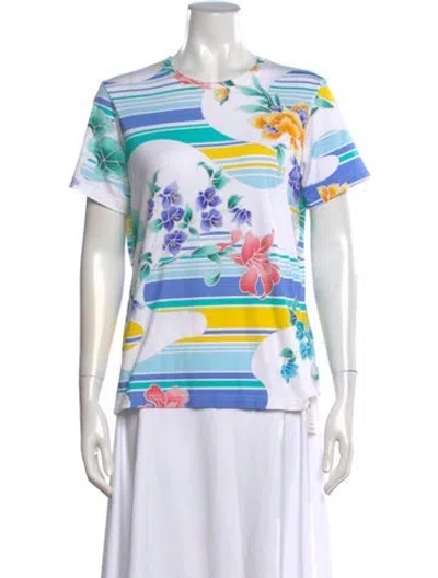 Pre-owned Leonard Floral Print Crew Neck T-shirt In White