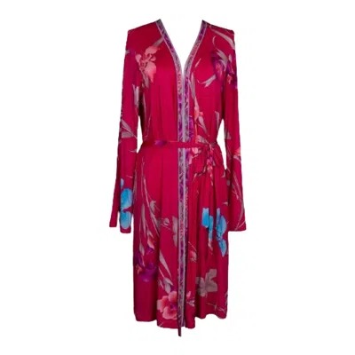 Pre-owned Leonard Floral Print Dress On Fuchsia Pink Background