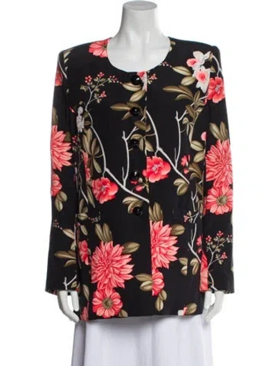 Pre-owned Leonard Floral Print Evening Jacket In Black