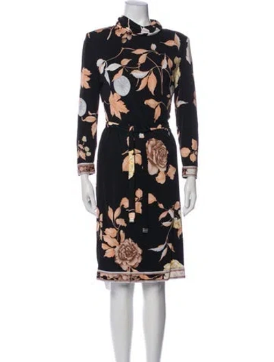 Pre-owned Leonard Floral Print Knee-length Dress In Black