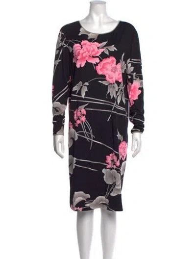 Pre-owned Leonard Floral Print Knee-length Dress In Black