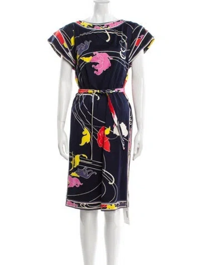 Pre-owned Leonard Floral Print Knee-length Dress In Blue