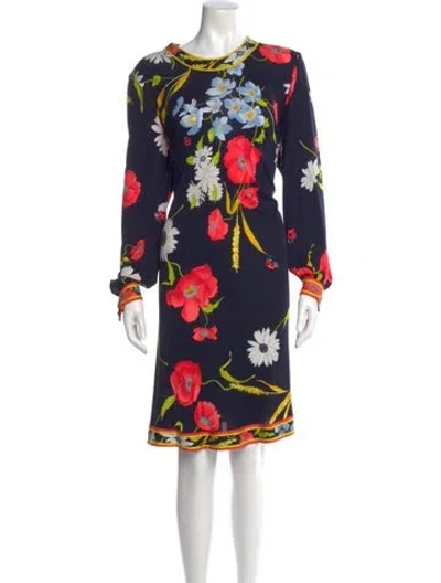 Pre-owned Leonard Floral Print Knee-length Dress In Blue