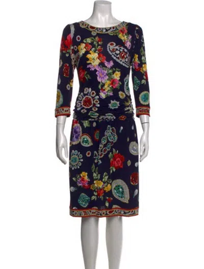 Pre-owned Leonard Floral Print Knee-length Dress In Blue