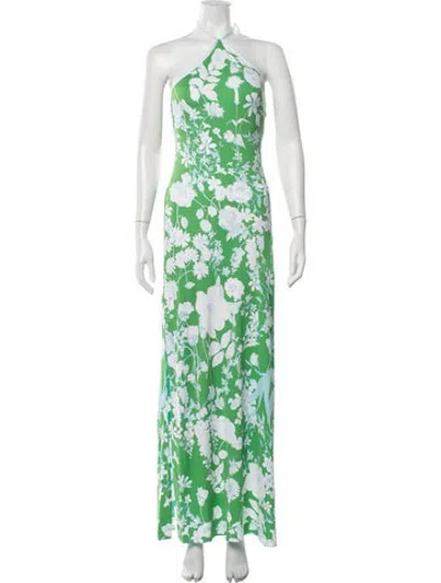 Pre-owned Leonard Floral Print Long Dress In Green