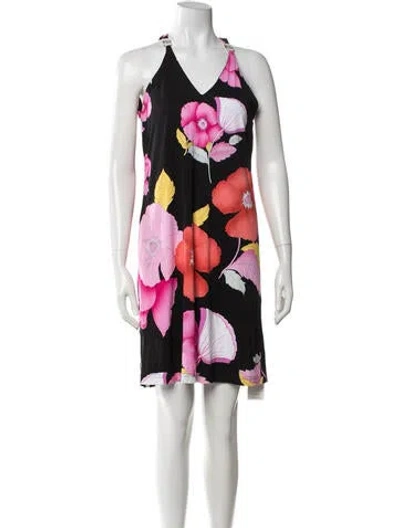 Pre-owned Leonard Floral Print Mini Dress In Black