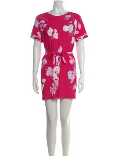 Pre-owned Leonard Floral Print Mini Dress In Pink