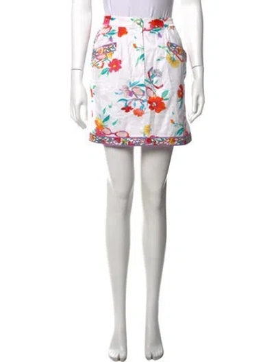 Pre-owned Leonard Floral Print Mini Skirt In Neutrals