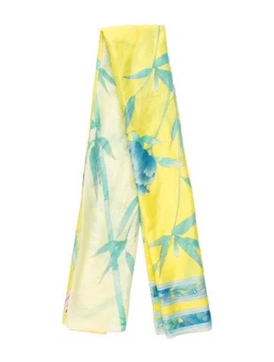 Pre-owned Leonard Floral Print Scarf In Green