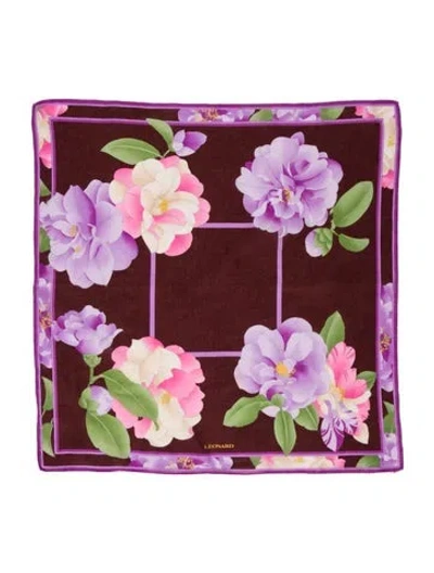 Pre-owned Leonard Floral Print Scarf In Purple