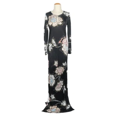 Pre-owned Leonard Flower Dress In Black