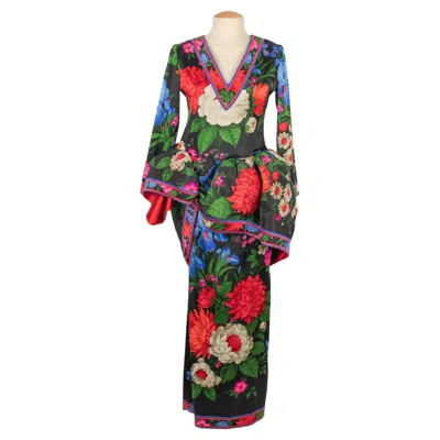 Pre-owned Leonard Flower Dress In Black