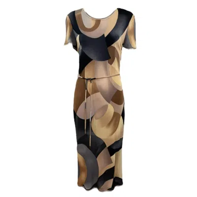 Pre-owned Leonard Jersey Tee Dress With Belt, 2000s In Brown