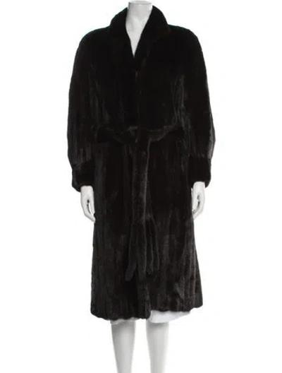 Pre-owned Leonard Mink Fur Coat In Black