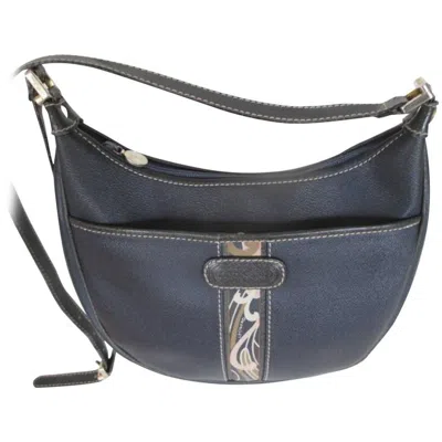 Pre-owned Leonard "navy Blue Grained Calfskin Shoulder Bag