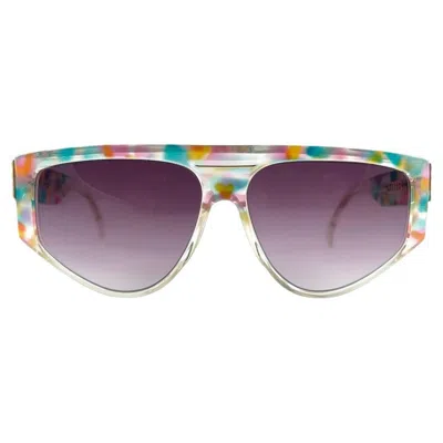 Pre-owned Leonard New Vintage  Translucent Turquoise Frame Sunglasses 1970's France In Gray