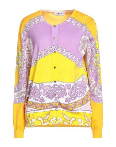 Leonard Paris Woman Cardigan Lilac Size L Cotton In Multi