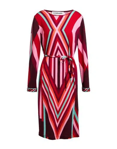 Leonard Paris Woman Midi Dress Burgundy Size 16 Wool, Nylon In Red