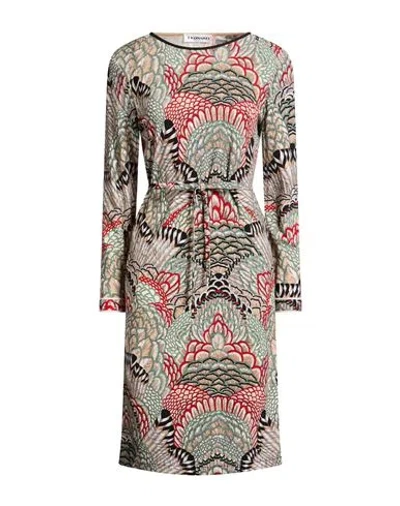 Leonard Paris Woman Midi Dress Green Size 12 Wool, Nylon In Multi