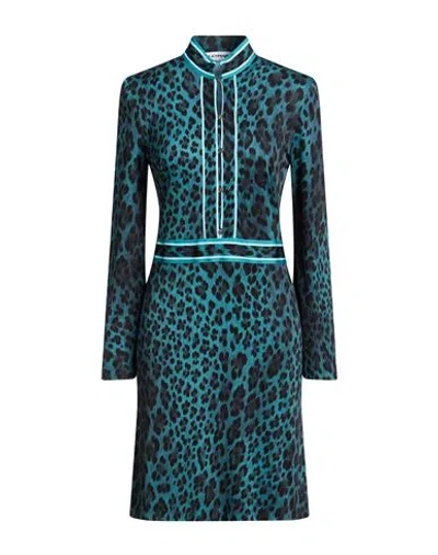 Leonard Paris Woman Mini Dress Deep Teal Size 10 Polyamide In Blue