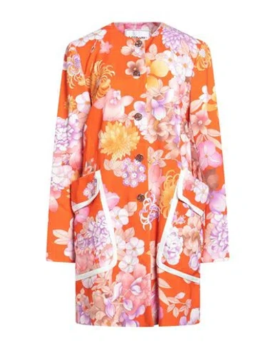 Leonard Paris Woman Overcoat & Trench Coat Orange Size 14 Acetate, Viscose