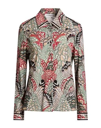 Leonard Paris Woman Shirt Green Size 8 Wool, Nylon