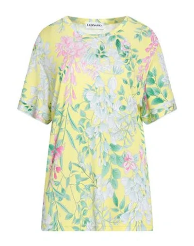 Leonard Paris Woman T-shirt Yellow Size 12 Viscose In Multi