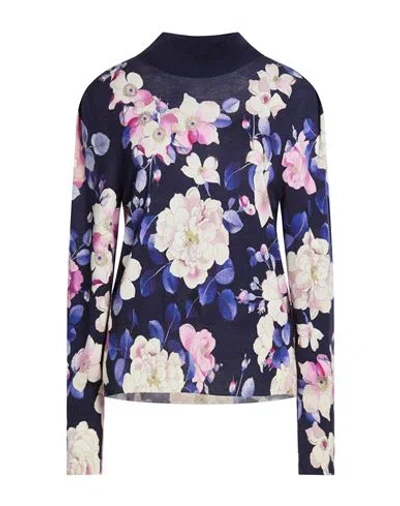 Leonard Paris Woman Turtleneck Midnight Blue Size L Silk, Wool, Cashmere