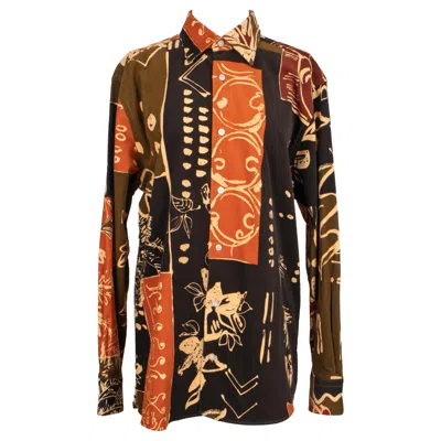 Pre-owned Leonard Patterned Cotton Men Shirt In Black