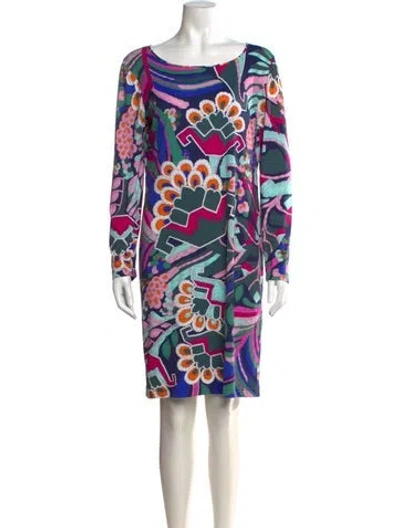 Pre-owned Leonard Printed Knee-length Dress In Blue