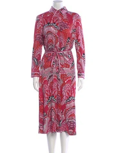 Pre-owned Leonard Printed Midi Length Dress W/ Tags In Pink