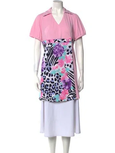 Pre-owned Leonard Printed Mini Dress In Pink