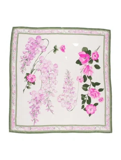 Pre-owned Leonard Silk Floral Print Scarf In Neutrals