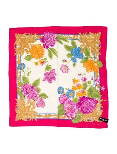 Pre-owned Leonard Silk Floral Print Scarf In Pink