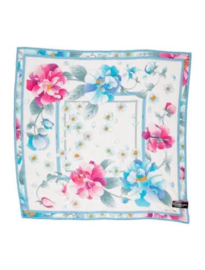 Pre-owned Leonard Silk Floral Print Scarf In White