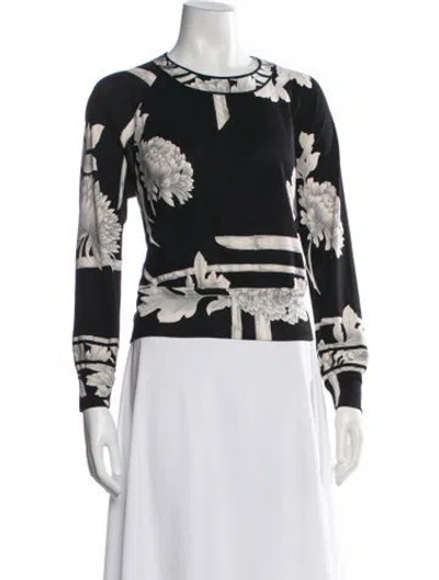 Pre-owned Leonard Silk Floral Print Top In Black