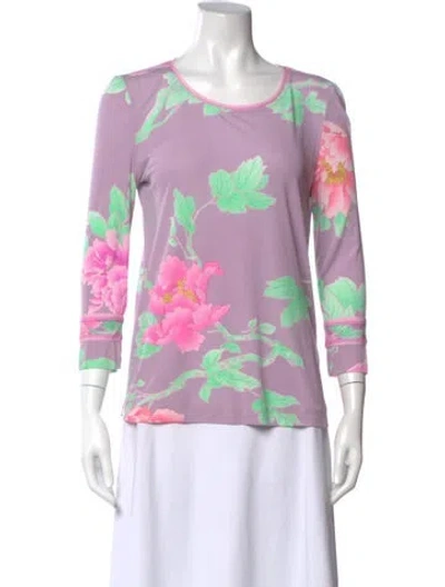Pre-owned Leonard Silk Floral Print Top In Multi