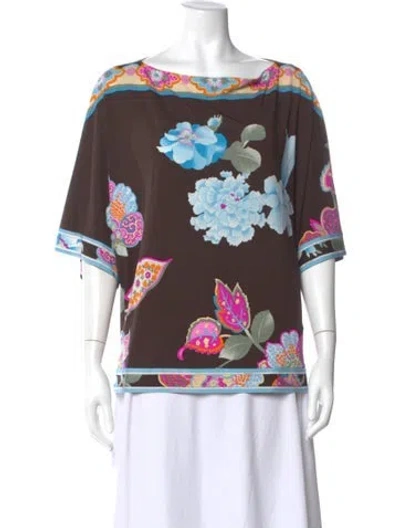 Pre-owned Leonard Silk Floral Print Top In Multi