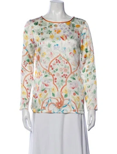 Pre-owned Leonard Silk Floral Print Top In Multicolor