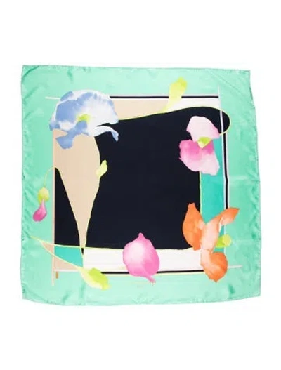 Pre-owned Leonard Silk Graphic Print Scarf In Green