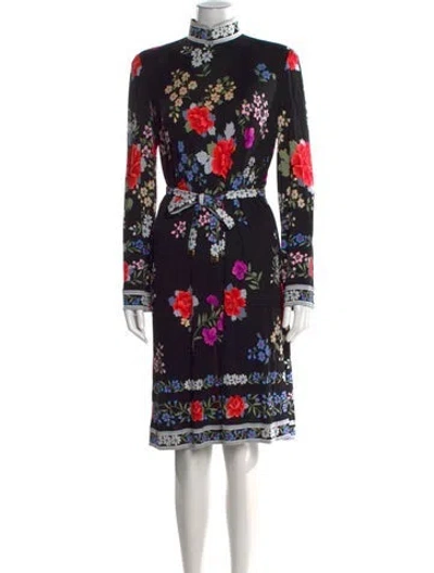 Pre-owned Leonard Silk Knee-length Dress In Black