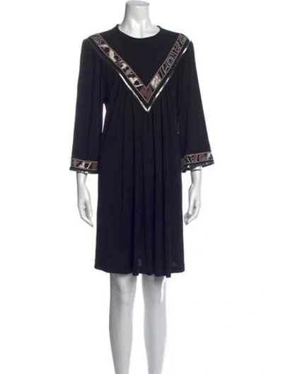 Pre-owned Leonard Silk Knee-length Dress In Black