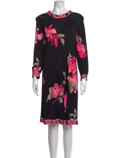 Pre-owned Leonard Silk Knee-length Dress In Black