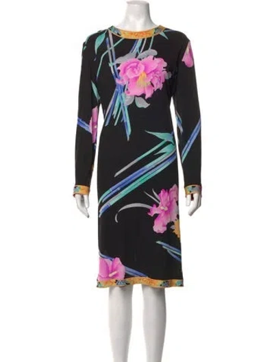 Pre-owned Leonard Silk Knee-length Dress In Black