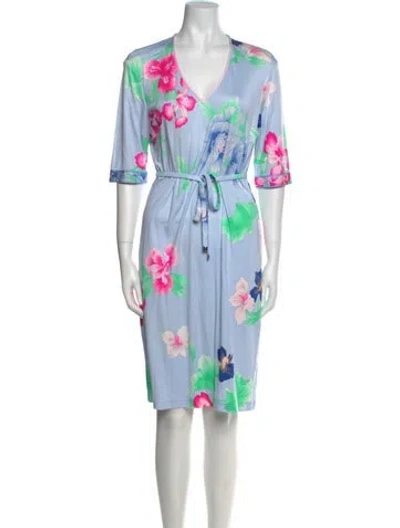 Pre-owned Leonard Silk Knee-length Dress In Blue