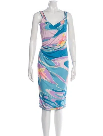 Pre-owned Leonard Silk Knee-length Dress In Blue