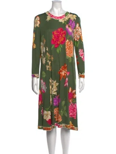 Pre-owned Leonard Silk Knee-length Dress In Green